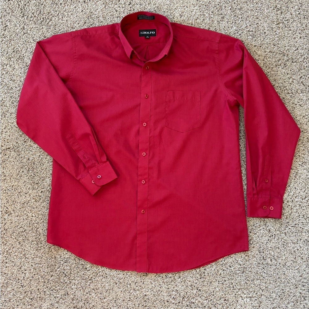 Adolfo dress shirt. Red. Size 16.5 neck, 34/35 sleeve. Excellent condition!